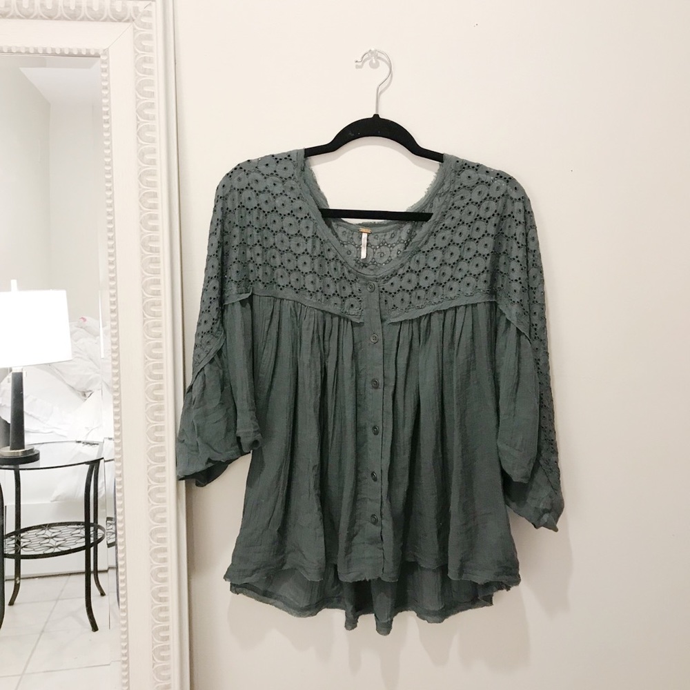Beautifully Detailed Free People Top in Green